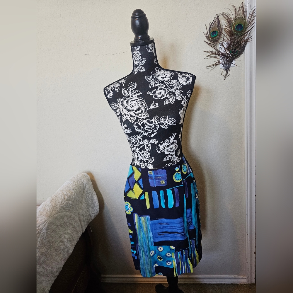 Tofy Bohemian blue tribal wrap skirt 💛 (Small) 💙🤍💛💙🤍
